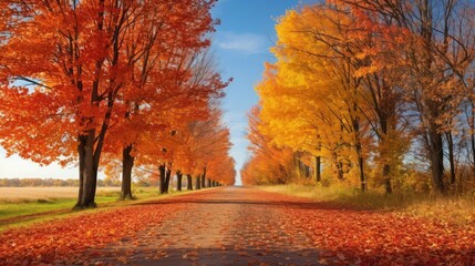 leaves fall foliage road