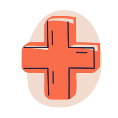 Obraz premium Illustration of Red Medical Cross Icon on Neutral Background with Copy Space