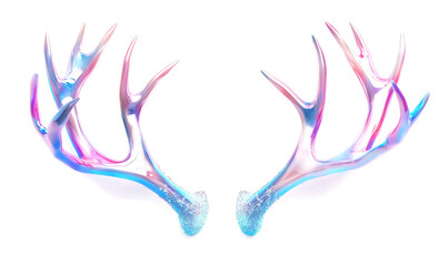 Glossy Iridescent Antlers with Branching Design Isolate on White Background