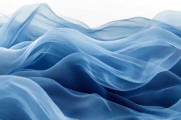 Fototapeta premium Fluid abstract waves with soft curves and a smooth, silky texture in blue tones. A modern and elegant digital background, evoking serenity and motion with artistic flowing patterns.