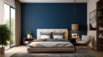 navy wall bedroom