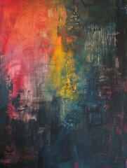 Obraz premium Abstract Expressionism Painting Depicting Ganges River Landscape With Vibrant Clean Lines And Colors