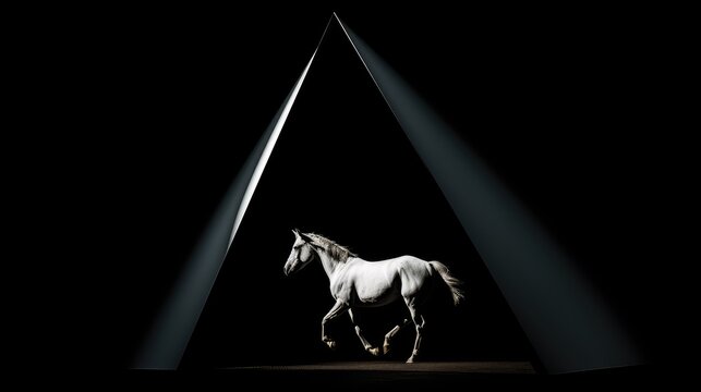 minimalism white horse black background