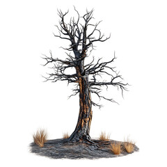 Burned Out Pine Tree Isolated on Transparent Background