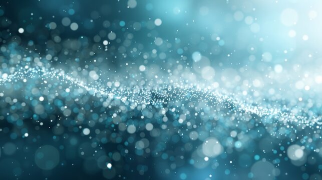 Abstract Floating Liquid From Energetic Blue Particles On Glowing Magical Background With Clean Lines And Hyperdetailed Elements In Ultrahigh Definition