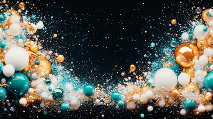 Fototapeta premium Abstract fluid art with swirling shapes, vibrant turquoise and golden colors creating an enchanting visual