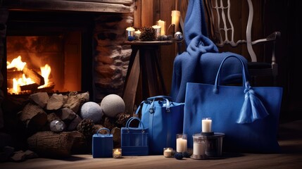 gloves shopping bag blue winter