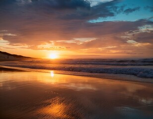 Puesta de sol en una playa paradisiaca