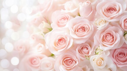 Obraz premium Elegant pink and white rose bouquet with soft bokeh background