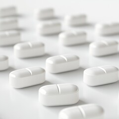 White pills arranged in a grid pattern