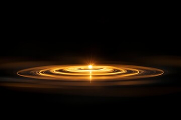 Fototapeta premium Abstract golden energy vortex with glowing rings and a radiant center against a dark background. A futuristic and cosmic visual symbolizing power, motion, and infinity.