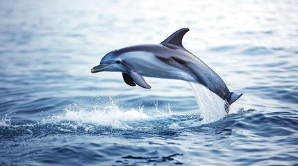 Fototapeta premium Striped Dolphin Leaping Gracefully from Ocean Waves