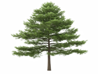 A large green tree stands alone on a white background. The tree is the main focus of the image, and its size and color make it stand out against the white background. The tree appears to be healthy