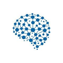 modern human brain in low poly particles tech style Logo design. Brain Tech Logo Design Vector design.