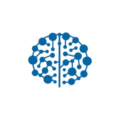 modern human brain in low poly particles tech style Logo design. Brain Tech Logo Design Vector design.