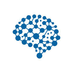 modern human brain in low poly particles tech style Logo design. Brain Tech Logo Design Vector design.