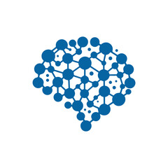 modern human brain in low poly particles tech style Logo design. Brain Tech Logo Design Vector design.