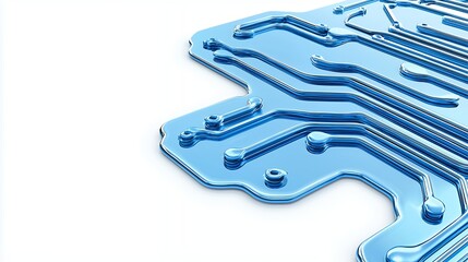 Fototapeta premium Abstract Blue Circuit Board Texture on White Background