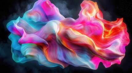 Obraz premium Vibrant abstract swirl of colorful fabric-like textures floating against a dark background