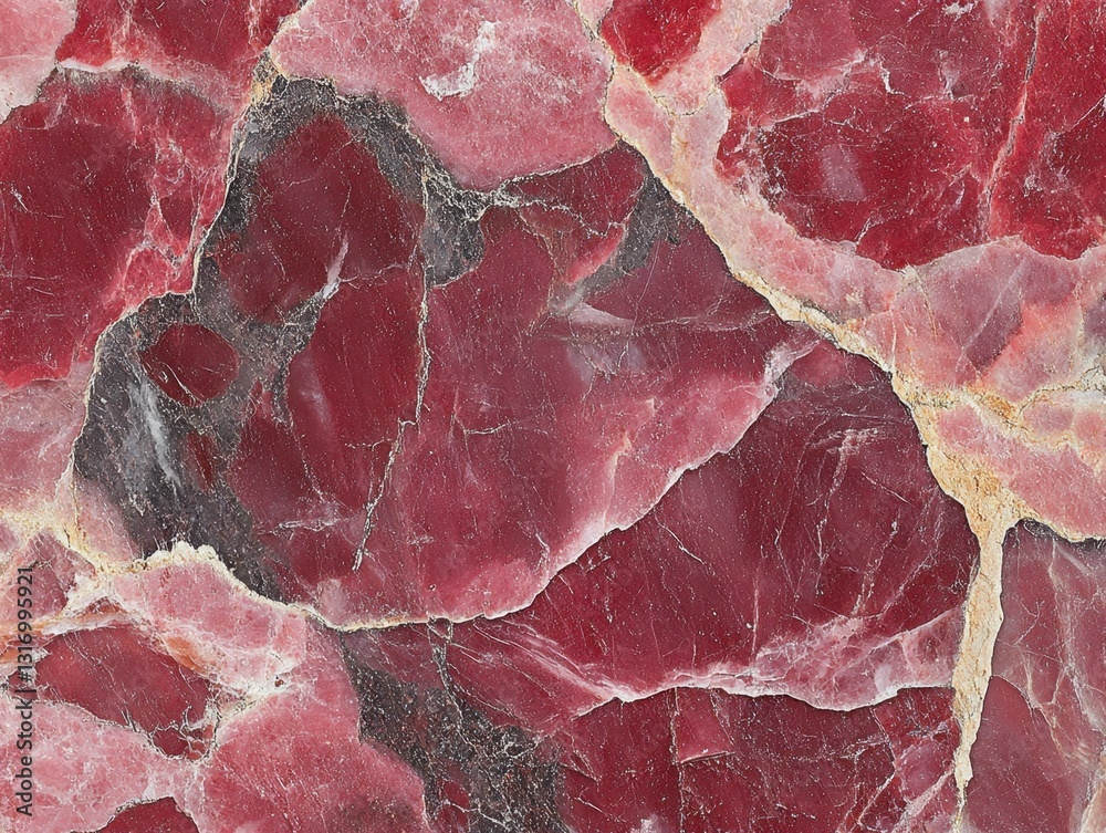 Poster abstract rhodonite mineral texture close up view capturing rich red tones and intricate patterns cre