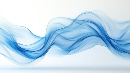 Fototapeta premium Elegant blue wave design in abstract motion on a white backdrop, offering a refined look for posters, banners, or wallpaper