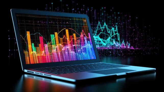 colorful data on laptop