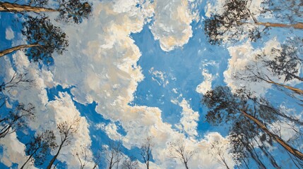 Fototapeta premium Capture the Skyline: A breathtaking image of clouds above trees in a serene and peaceful landscape
