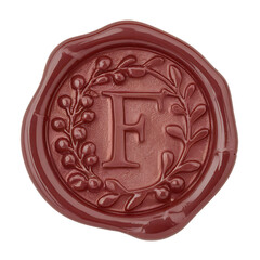 Elegant Red Wax Seal with Embossed Floral Letter F