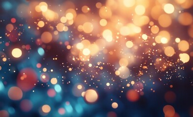 Abstract bokeh background with vibrant, multicolored lights and sparkles.