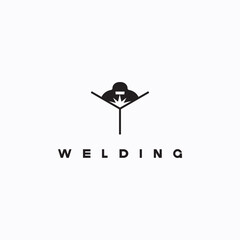 
illustration consisting of an image of a welder in the form of a symbol or logo