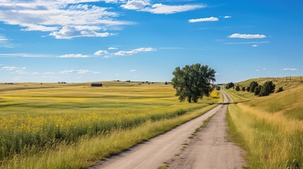Obraz premium grassland prairie road