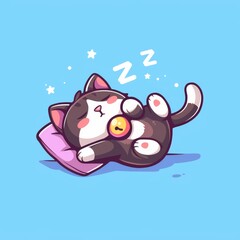 Cute Cat Napping on Pillow