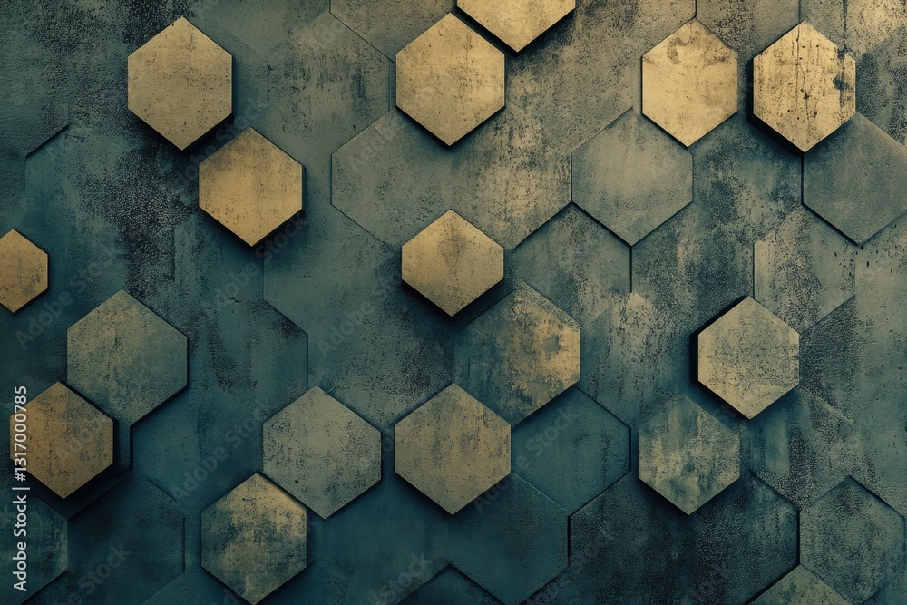 Poster geometric hexagonal pattern on textured surface . a hexagon pattern background featuring a blend of 