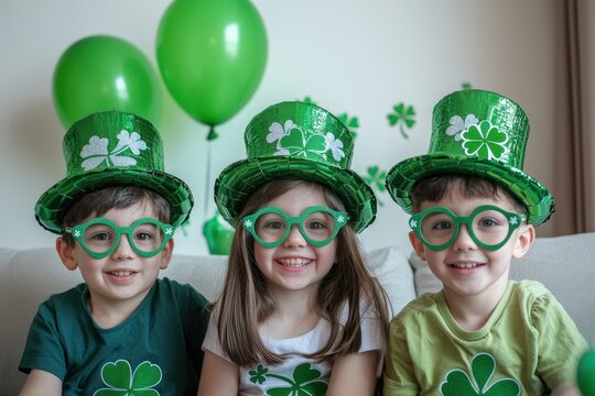 St. Patrick's Day Celebration with Kids Fictional Character Created By Generative AI.