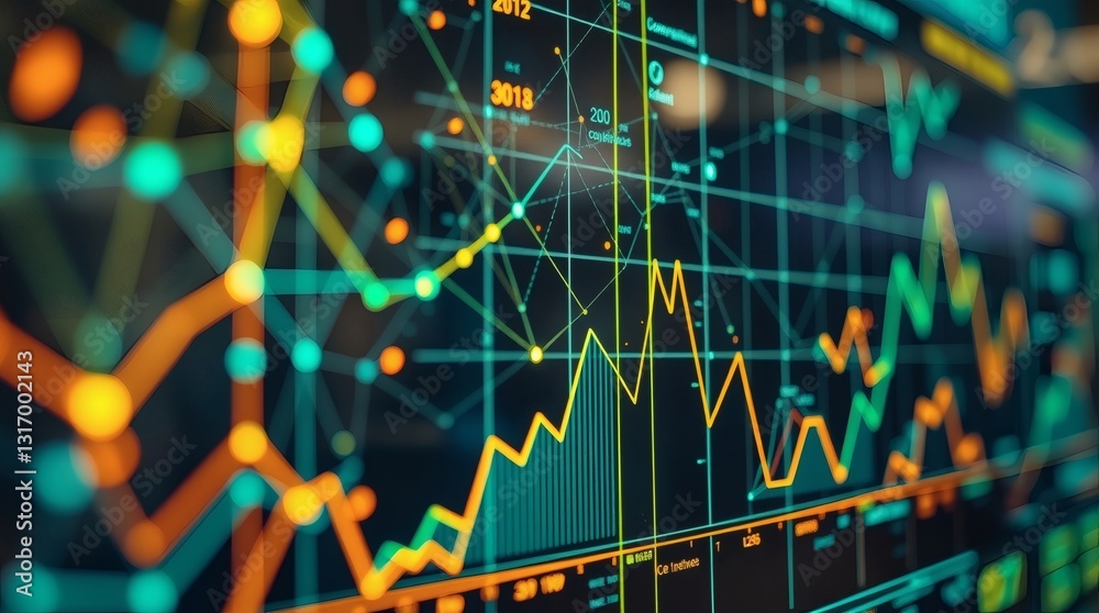 Aufkleber stock market graph with dynamic lines representing growth and decline. it reflects data analysis in finance