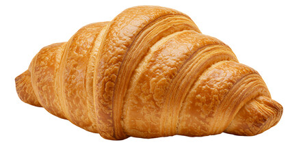 Fresh Golden Croissant Isolated on White Background - Bakery Concept
