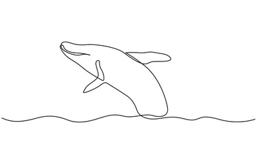 Whale tail drawing by one continuous line, blue whale drawing by one continuous line, Print Continuous one line drawing of orca whale. One line drawing illustration of whale killer fish. 