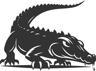 Crocodile sneaking up on prey with a low stance vector silhouette