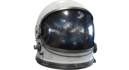 Astronaut Helmet Reflecting Galaxy Exploration and Space Science Concept