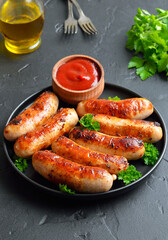 Barbecue sausage on plate