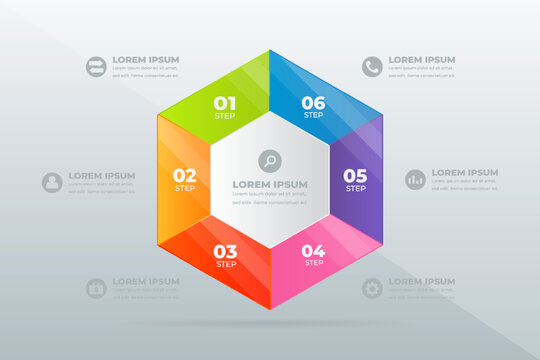 Hexagon process steps infographic, light background, business presentation