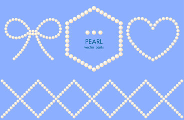PEARLE VECTER PARTS. Graphic material of frames using illustrations of pearls. Wedding, greeting cards, luxury decoration.Not AI.