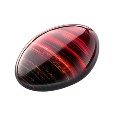 Polished Red Tigers Eye Stone with Golden Shimmer Isolated on Transparent Background