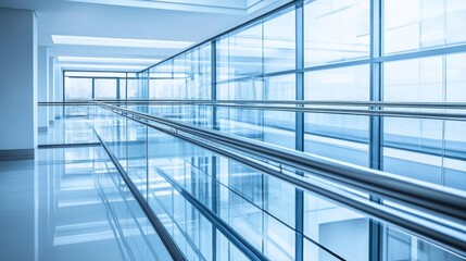Obraz premium Modern office hallway with glass walls
