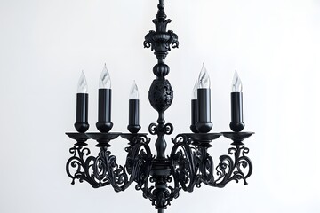 Gothic-Style Black Candelabra with Intricate Ironwork - Elegant Candle Holder