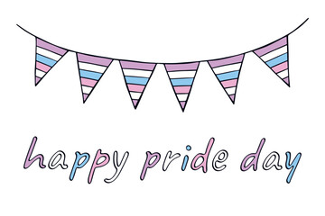 Fototapeta premium Colorful garland Intersex pride flag Happy pride day LGBTQIA community Pride Month Vector hand drawn doodle for posters, stickers, logo, cards