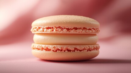 Delicate Pink Macaron Dessert on Soft Pink Background for Culinary and Pastry Designs