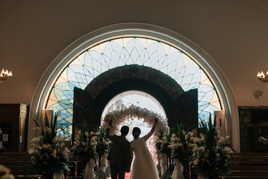Newlywed Couple Exiting the Church