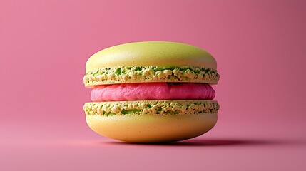 Colorful macaron dessert on pastel background showcasing vibrant hues and textures