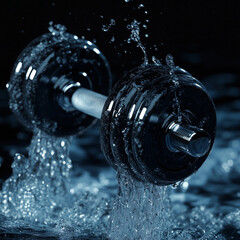 dumbbell and water